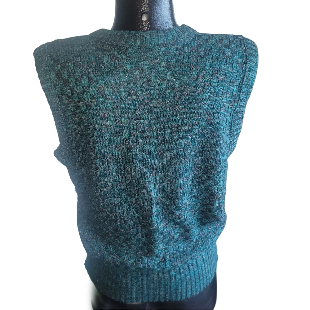 Celebrity Club Vintage 90's Green Speckled Knit Sweater Vest - Picture 4 of 5